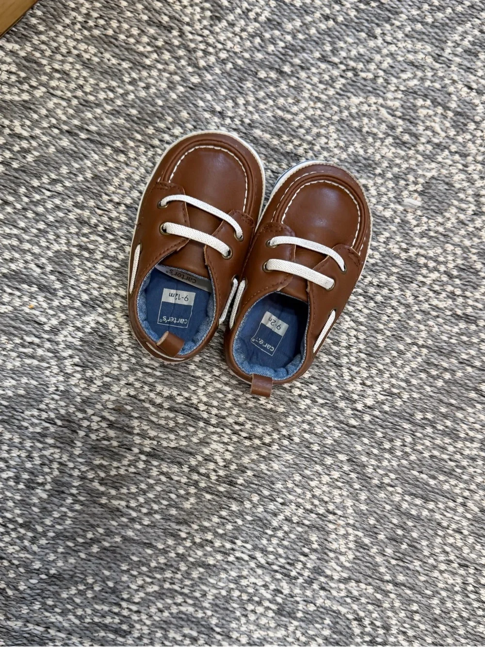 Carter's Baby Boy Brown Boat Shoes Soft Soled Crib Shoes Size 9-12 Months